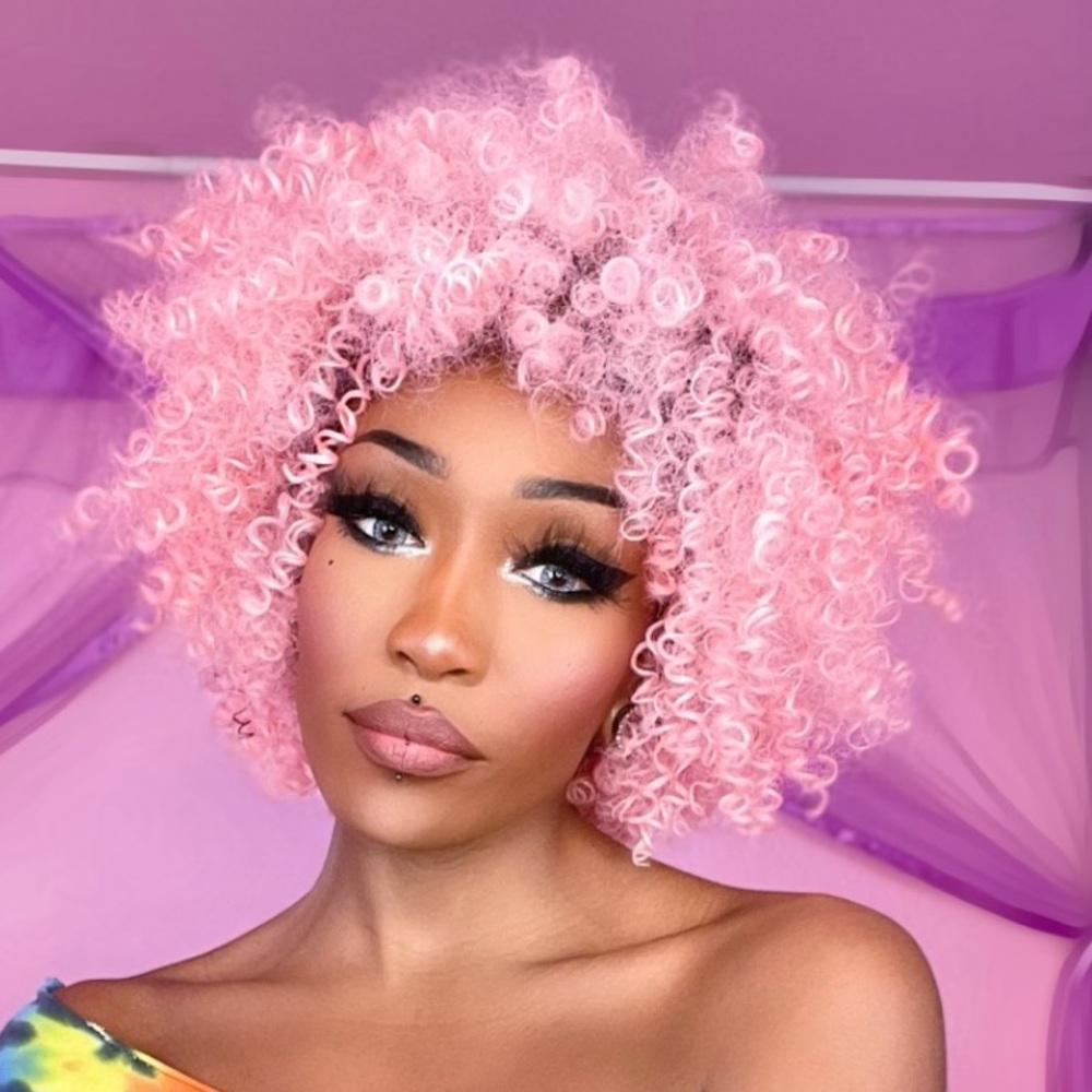 - 💫  PINK OMBRE CURLY FULL CAP AFRO CURL WIG💫 *NEW
🆕🆕